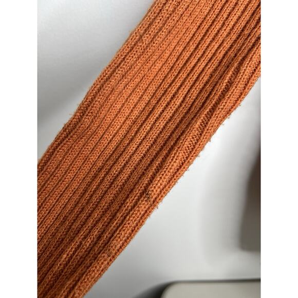 Vintage 70’s Orange Brown Leather and Knit Jacket Button Down Size Medium - Picture 4 of 8